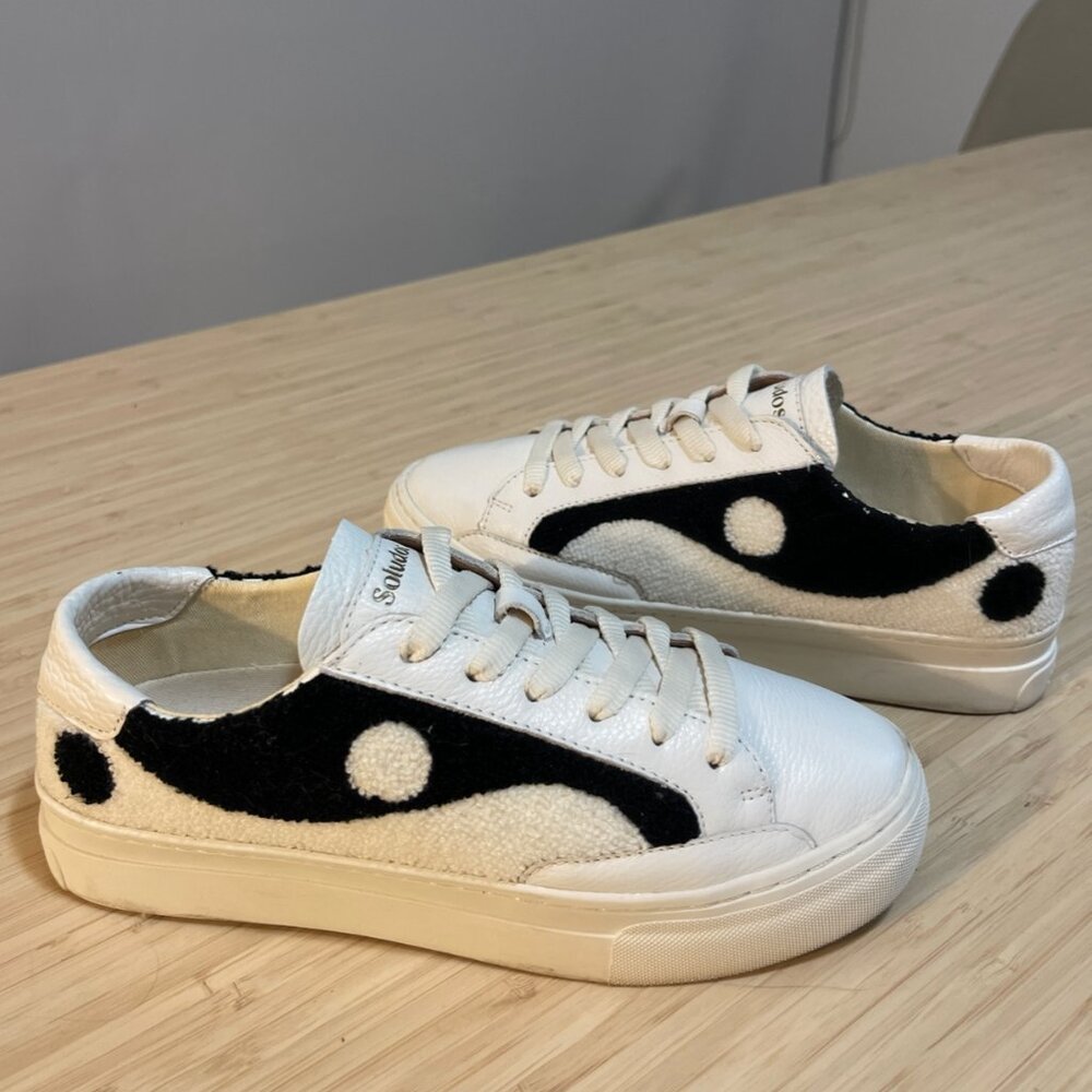 Soludos Women's Sneaker Platform Shoes Yin Yang Black & White Size 7
